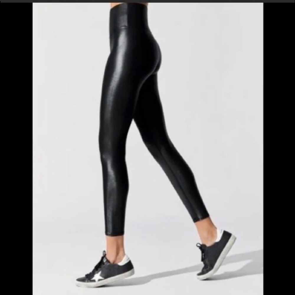Carbon38 Black High-Rise Faux-Leather Leggings
